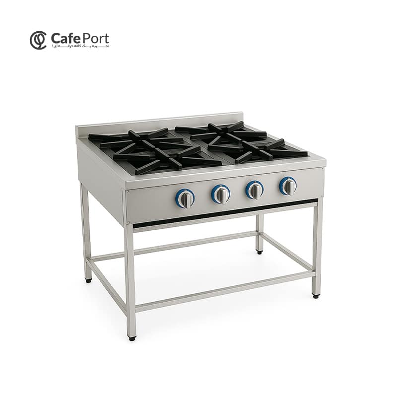 اجاق گاز چهار شعله پایه دار صنعتی تمام استیل مدل T-F4S